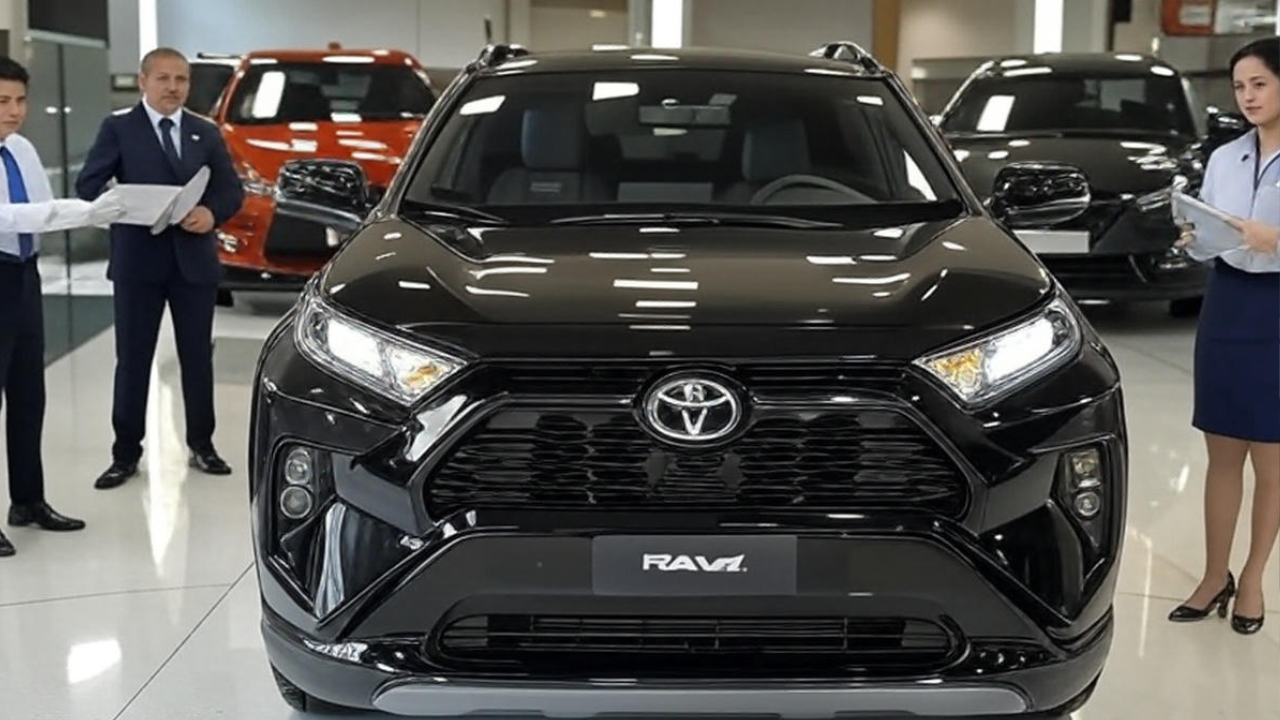 a black car in a showroom